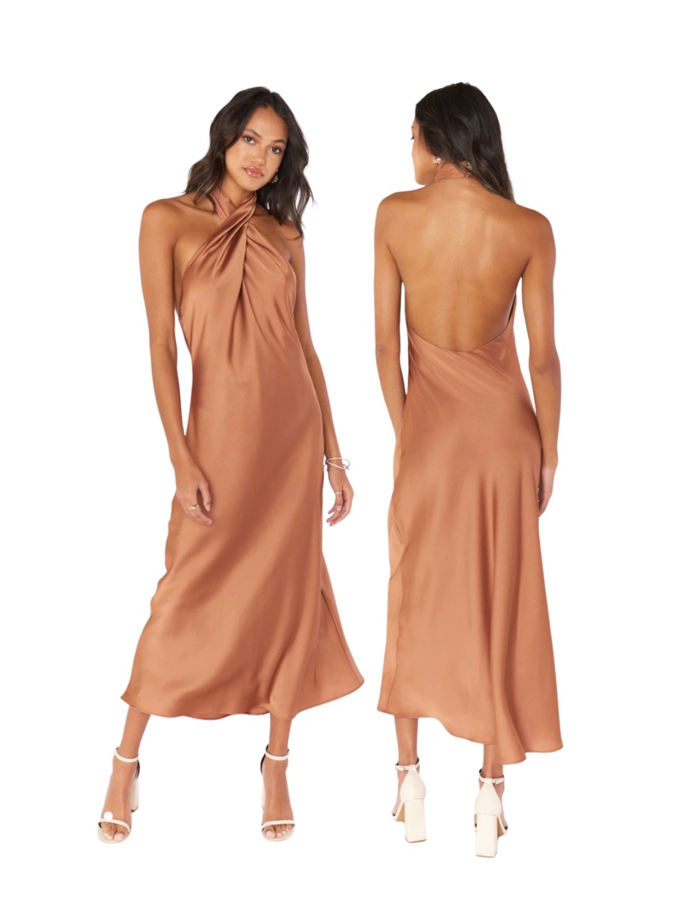 Jasmine Halter Midi Dress ~ Copper Luxe Satin ~ Show Me Your Mumu